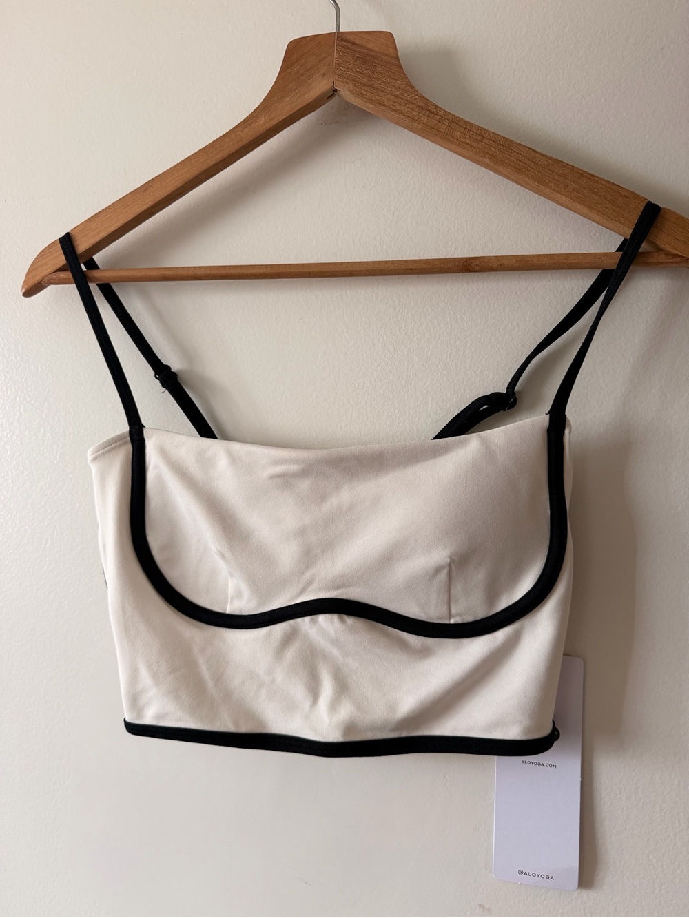 Cream Sports Bra / Cami with Black Piping